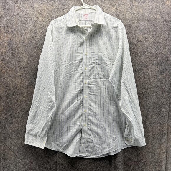 Brooks Brothers Shirt Men 16.5 6/7 White Casual Button Down Traditional Check - Picture 1 of 11